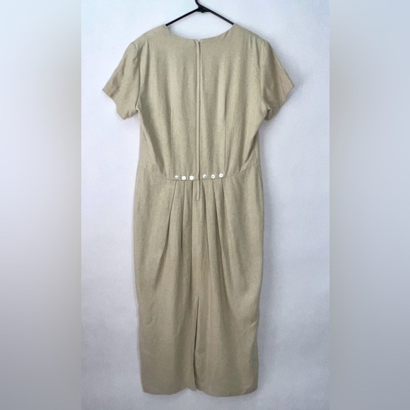 Vintage Betsy's Things Linen Dress Womens 80s 90s Pearl Buttons Lined sz 14 - Picture 5 of 15